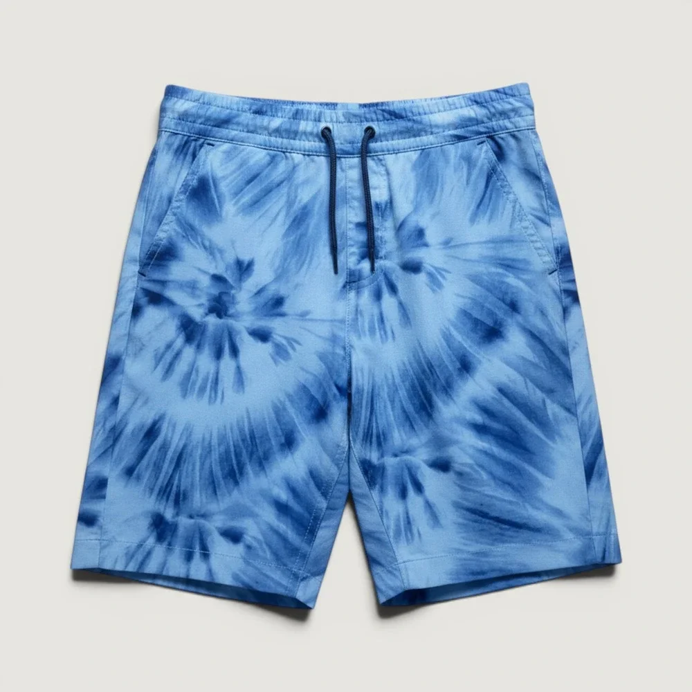 Eddie Bauer Kids Blue Tie Dye Swim Trunks Board Shorts Mesh Lining Size 6/7